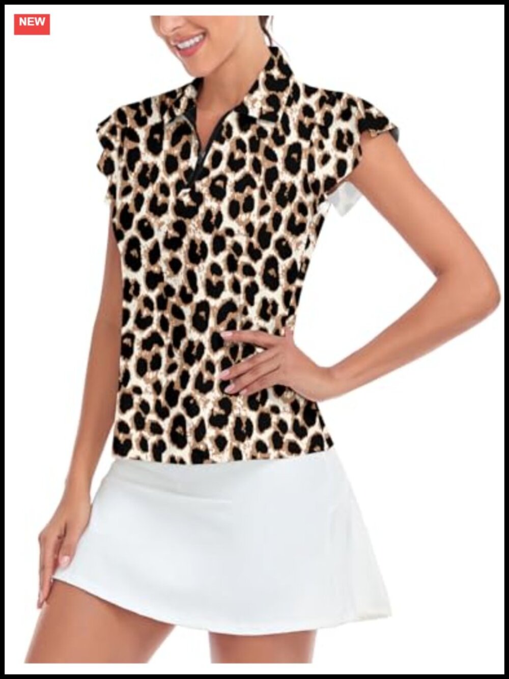Women's Petal Sleeve Golf Polo UPF 50+ Half Zip Moisture Wicking Athletic Shirt